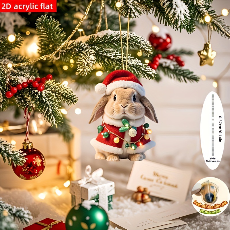 2D平面可爱的圣诞节兔子挂饰亚克力节日装饰圣诞节礼物