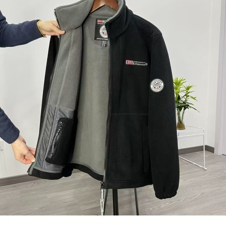 Thickened, fleece-lined, warm and comfortable high-quality stand-up collar jacket, cross-border wholesale new double-sided fleece jacket Thickened, fleece-lined, warm and comfortable high-quality stand-up collar jacket, cross-border wholesale new double-sided fleece jacket