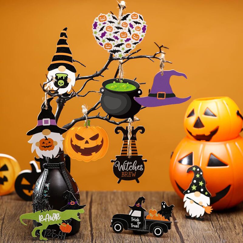 Cross-Border New Autumn Halloween Wooden Table Double-Sided Sign Decoration Jute Rope Party Crafts Decorative Hanging Ornaments Cross-Border New Autumn Halloween Wooden Table Double-Sided Sign Decoration Jute Rope Party Crafts Decorative Hanging Ornaments