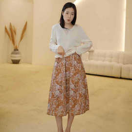 K0404-132春夏小众油画感宽松半身裙W