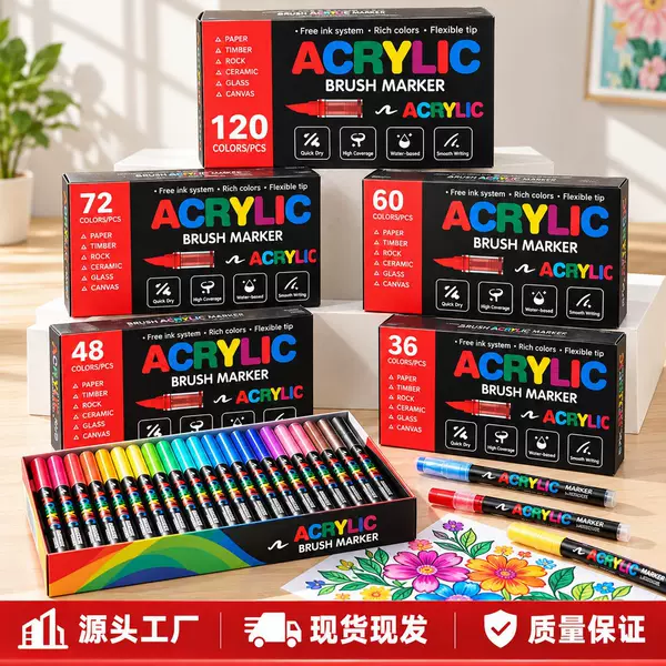 Direct-liquid acrylic markers offer a large ink output, uniform color, layering capabilities, and are odorless, making them ideal for graffiti art and cross-border sales