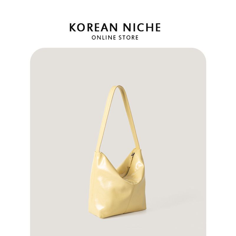 Bolso de hombro tipo bandolera de cuero suave, estilo minimalista y perezoso, versión coreana 2024 para mujer_voghion.com
