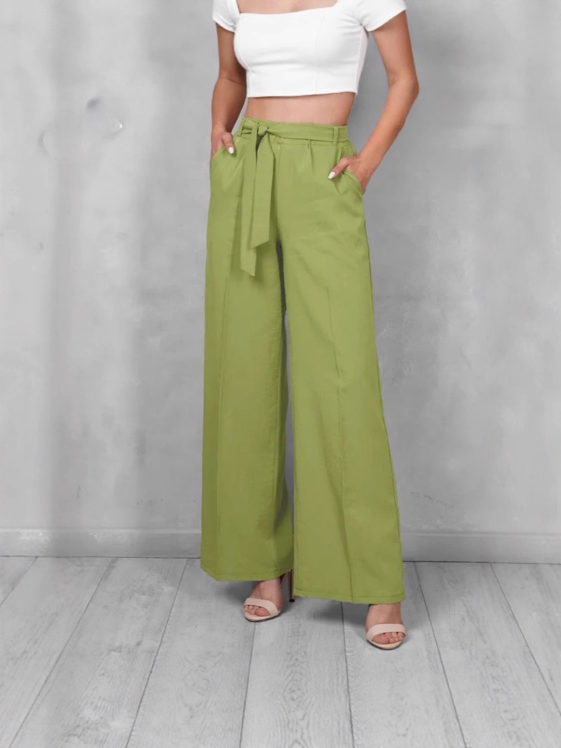 2025 nuevo comercio exterior de Amazon Europa y América de moda pantalones de mujer bolsillo diagonal diseño cinturón image 3