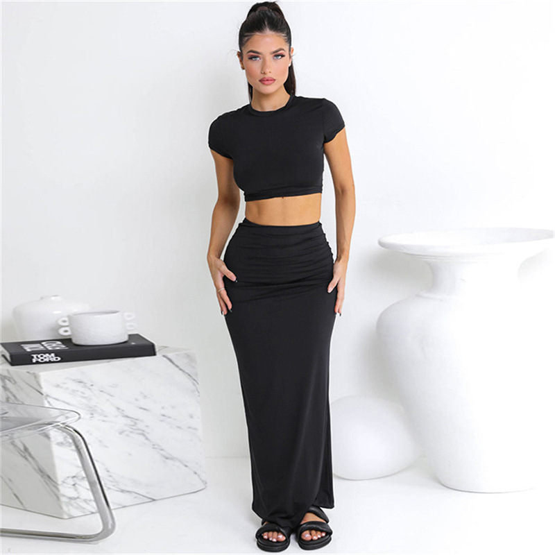 Shorts Set For Women Summer Cropped T-shirt And High-waisted Shorts_voghion.com