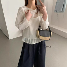 现！潮品5031812甜美天丝衬衫吊带两件套 长66-不退换