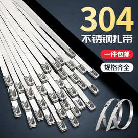 304不锈钢扎带4.6*200自锁式滚珠式金属扣式束线带厂家现货桥架