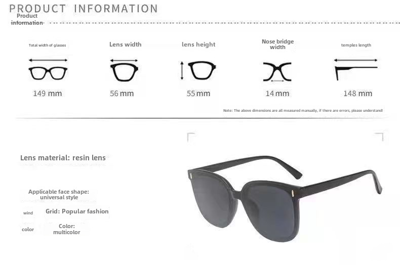 gm Sunglasses Women's Large-Frame Sunglasses Men's Driving Trendy ins Anti-UV Internet Celebrity Same Style Glasses All-Match Cover_voghion.com