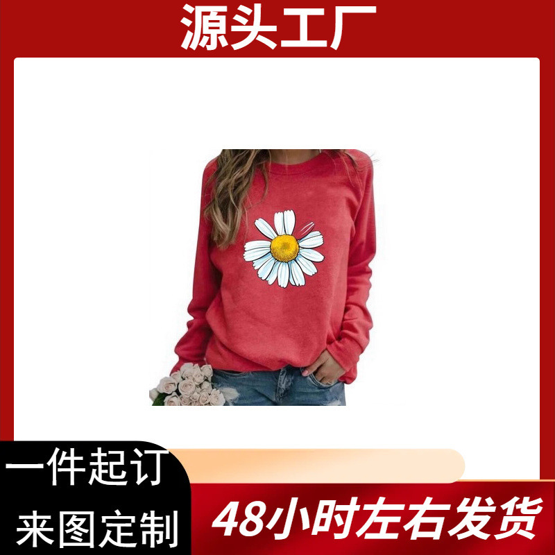 2025 Amazon Petal Top European and American Printed Round Neck Sweatshirt for Men and Women