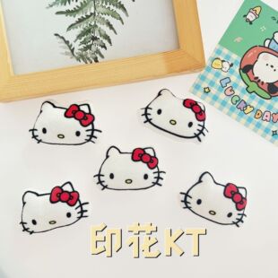 Printed kt cartoon doll brooch sweet cute little kt children's shoes and socks accessories accessories girly heart hairpin accessories