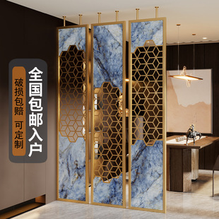 New Chinese Style Stainless Steel Light Luxury Screen Partition Wall Living Room 2024 New Modern Simple Right-facing Entrance Door