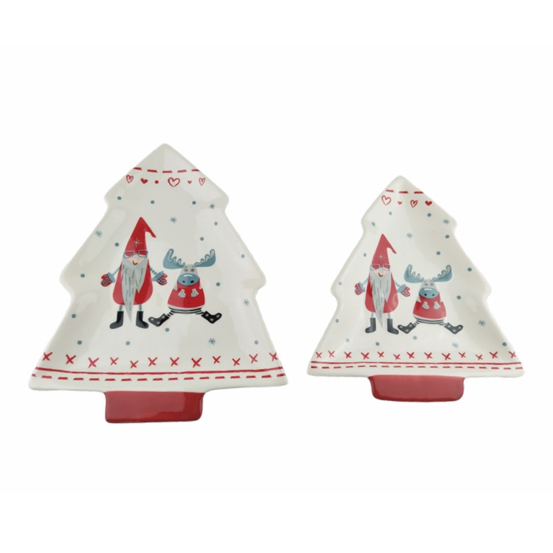 Ratón de cerámica navideña, carro de almacenamiento, plato de dulces, decoración, plato de bocadillos creativos, remolque pequeño