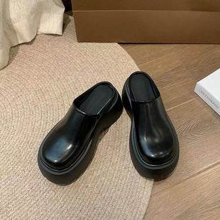 Thick Bottom Casual Internet Popular Black Non-slip Height-increasing Thick Bottom Slippers Women's Summer 2025 New Beach Baotou Slippers