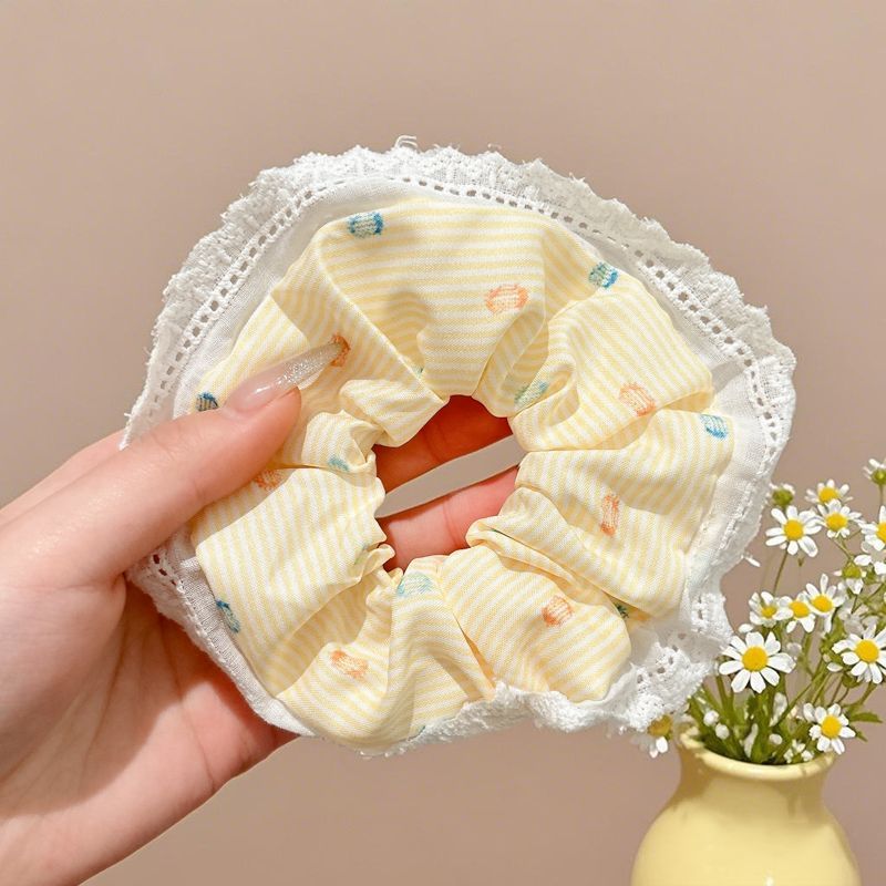 Encaje retro francés, diadema de intestino grueso, mujer 2025, nuevo estilo, cuerda para el cabello, banda de goma, lazo, dulce cuerda para el cabello, accesorios para el cabello