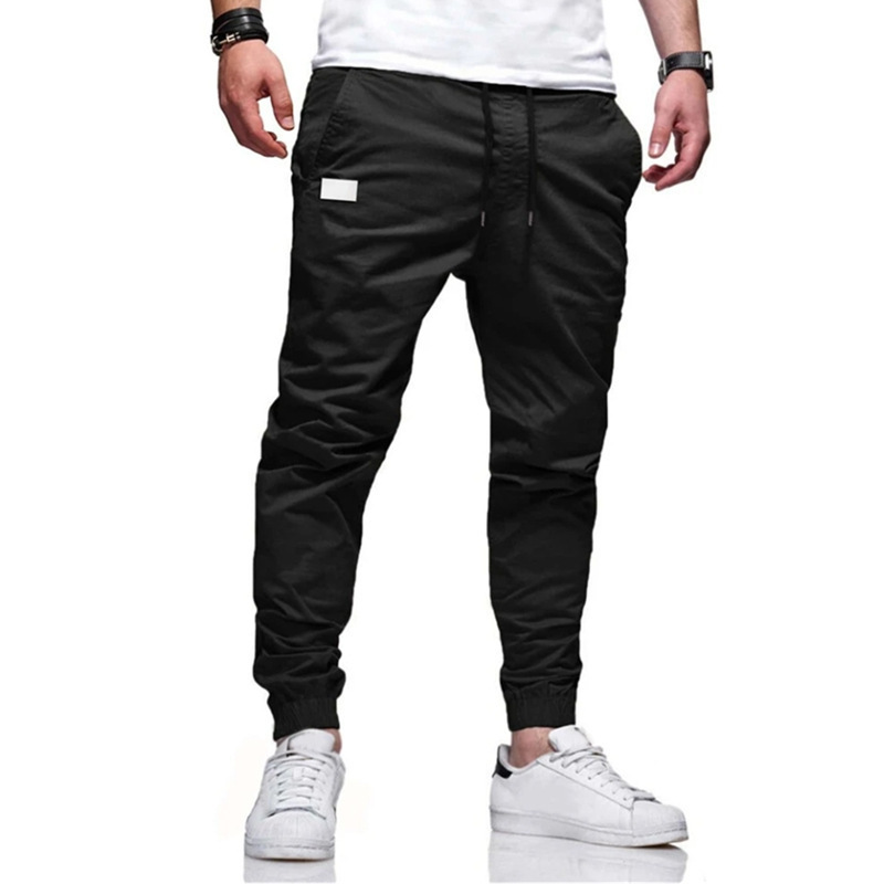 Men's Clothing four seasons straight trousers men's casual cotton leggings men's trousers slim trousers men's one piece drop shipping_voghion.com