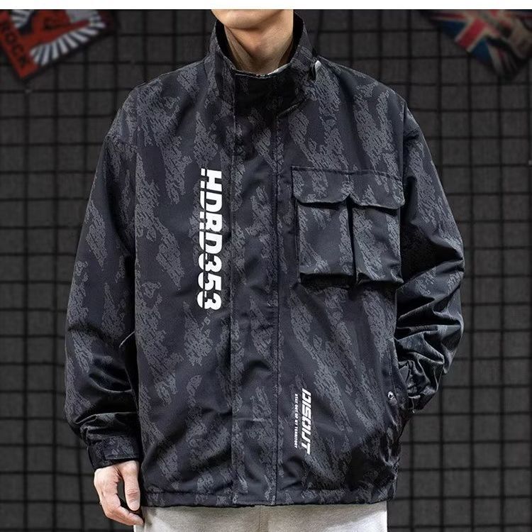 Camouflage workwear jacket men's outdoor mountaineering travel windproof jacket wear-resistant zipper hiking climbing trench coat