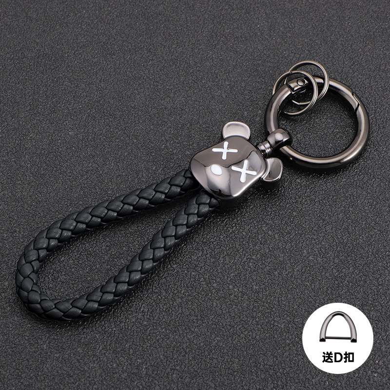 Oso violento transfronterizo llavero de coche oso de metal muñeca de alta gama llavero cuerda anti-pérdida, duradero, resistente a los arañazos