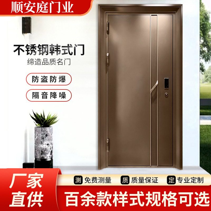 现代极简风甲级入户门小区安全静音指纹智能进户大门定 制防盗门