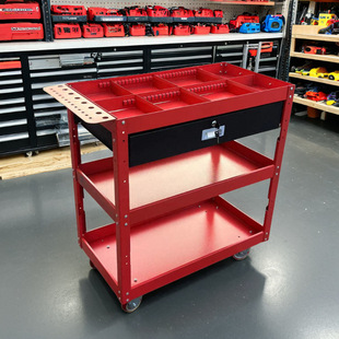 Three-Layer Hand-Pushed Tool Cart for Electric Vehicle Repair Workshop with Turnover Assembly Thickeneded Handle Storage Rack