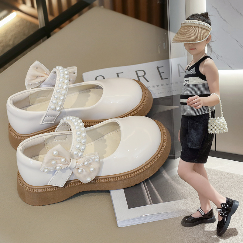 Zapatos de niña Zapatos de cuero para niños 2024 Primavera y otoño Nuevo estilo británico negro suave inferior zapatos de una sola capa zapatos de princesa zapatos de rendimiento