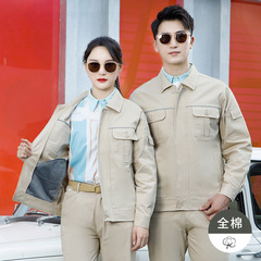 Custom winter and autumn pure cotton electric power grid workwear set for men, electric welder and electrician labor protection, durable and thick, printed and embroidered.