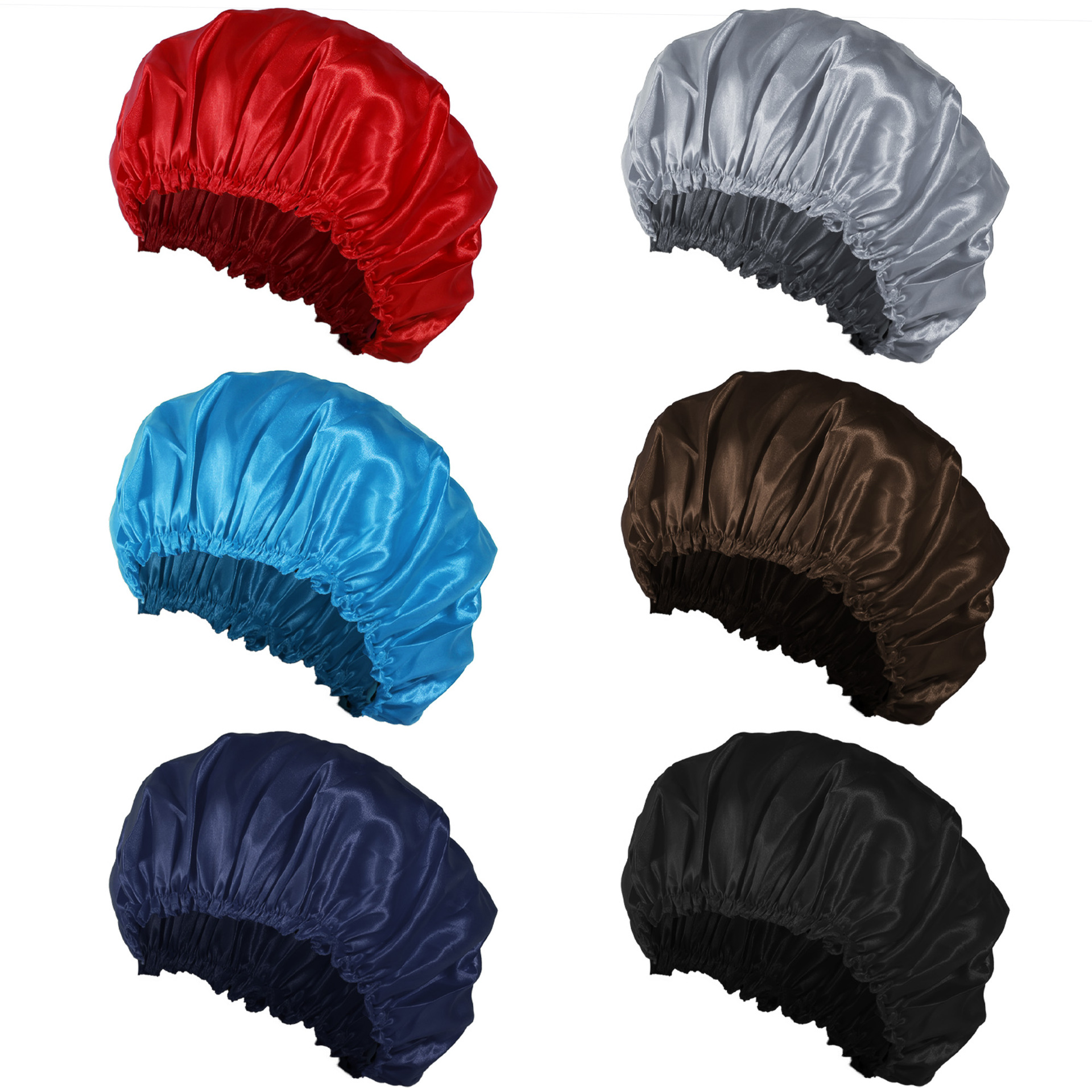 Cross-Border Single-Layer Satin Nightcap for Beauty and Hair Care, Solid Color Elastic Dome Shower Cap, Stain Bonnet, Hot-Selling Cross-Border Item