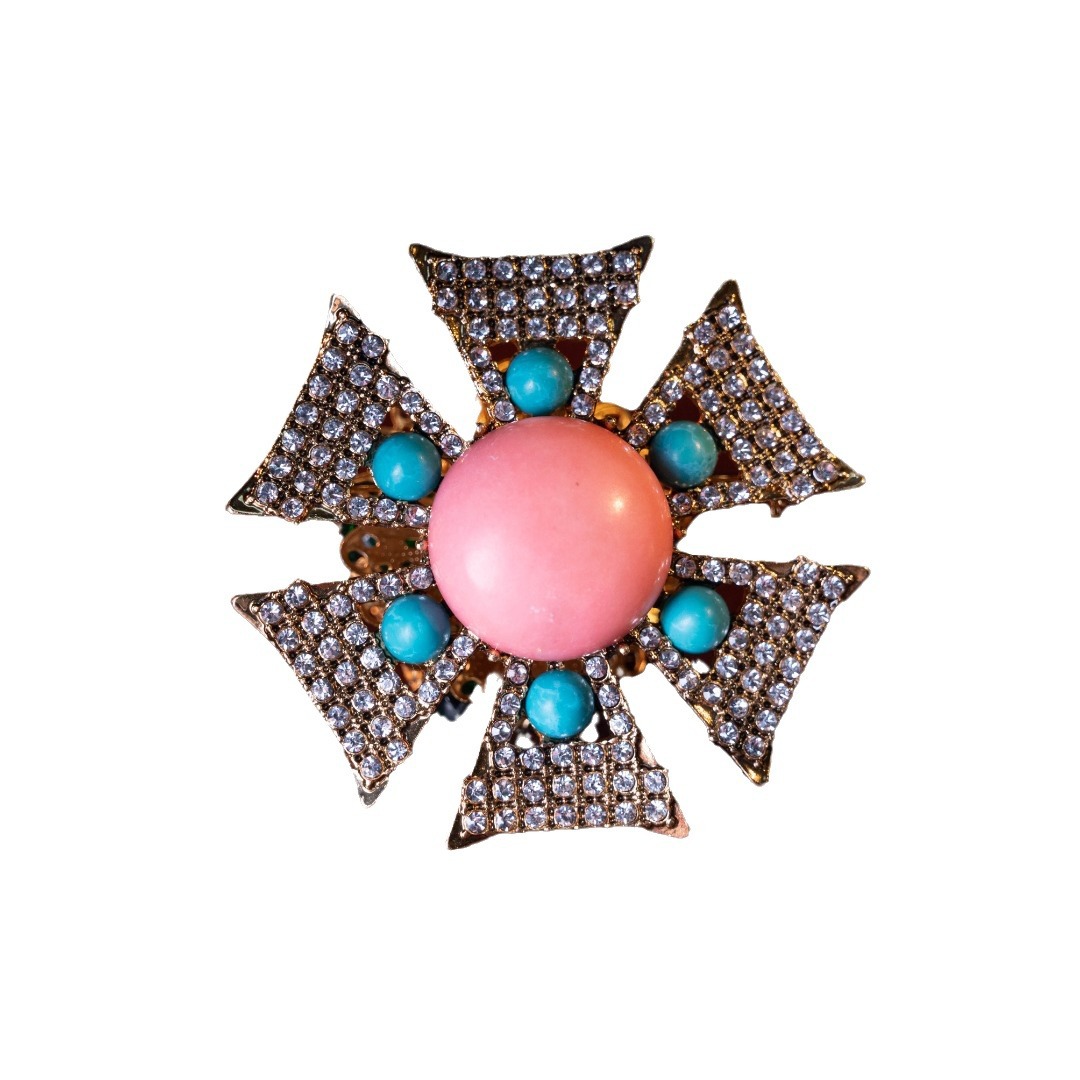 Europa y América del comercio exterior vintage réplica completa diamante temperamento retro elegante broche joyería antigua chapado en oro
