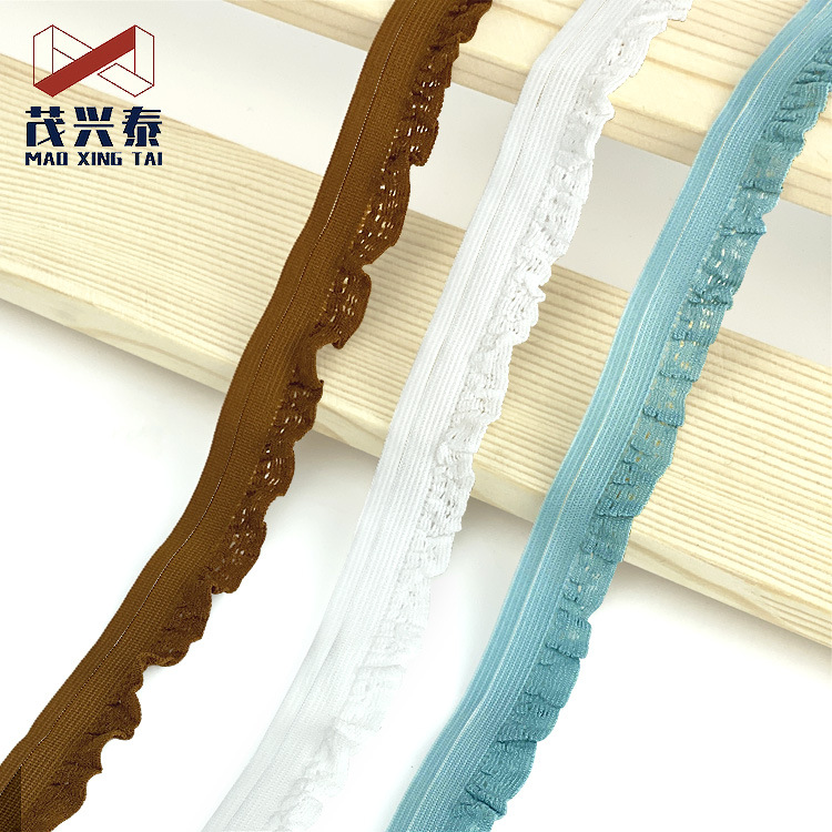 1.5cm单边布木耳带 浴球褶皱蕾丝花边带 婴儿鞋袜新娘装松紧辅