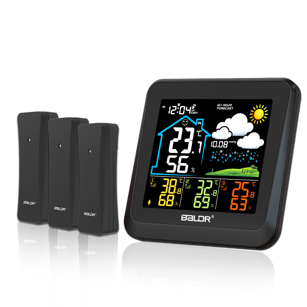 温度计 彩色 智能 室内室外电子温湿度计 无线气象站 全方位角度