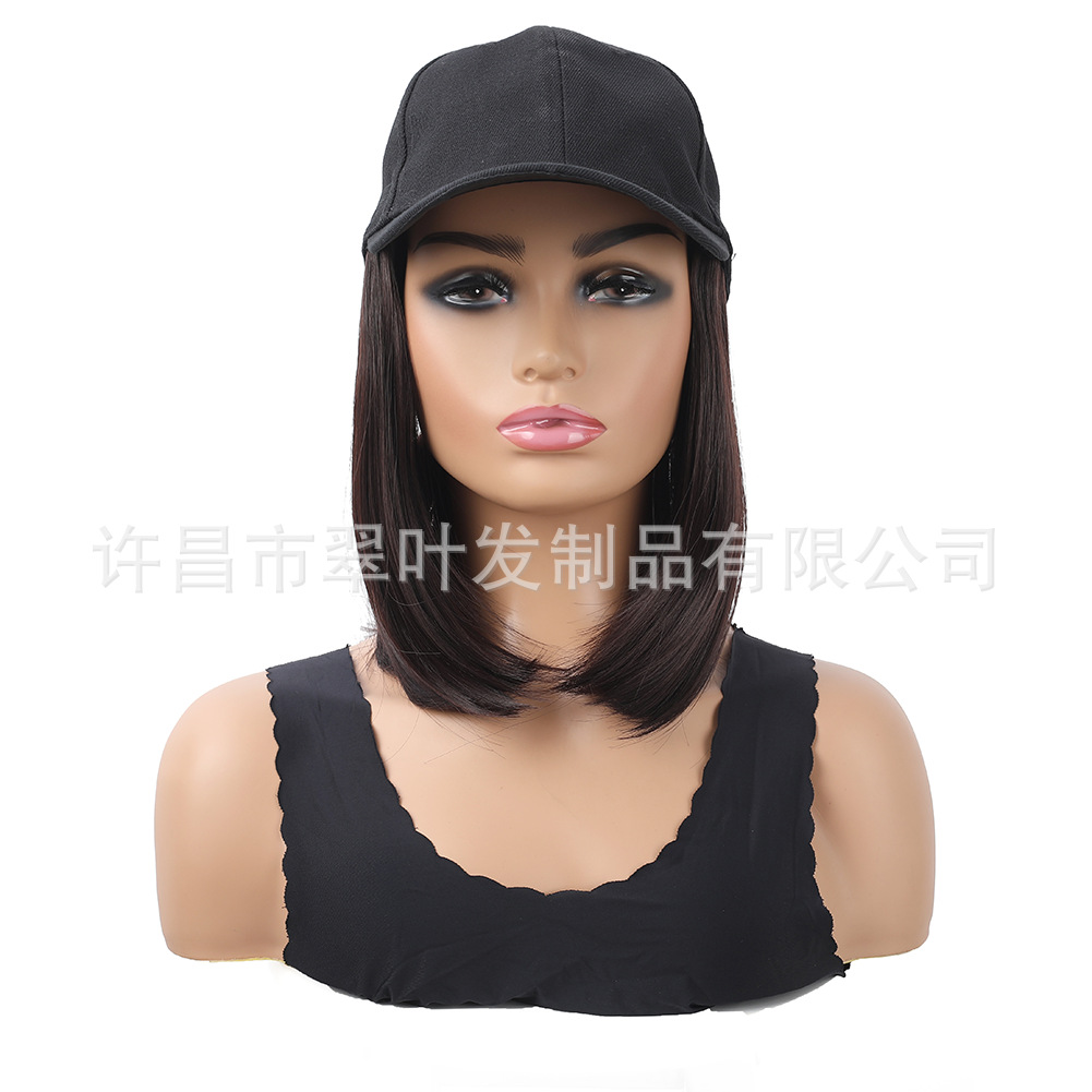 Sombrero pelucas fibra química corta pelo recto Bobo cabeza en una peluca de moda pelucas 10 pulgadas