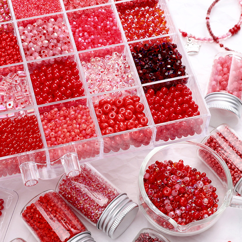 New Year red series Chinese style glass rice beads handmade DIY bracelet necklace loose beads beads accessories material New Year red series Chinese style glass rice beads handmade DIY bracelet necklace loose beads beads accessories material