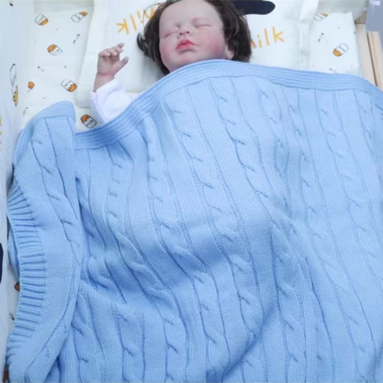 Wholesale Customized Acrylic Baby Knitted Twist Blanket Wrap Newborn Swaddling Towel Baby Blanket Stroller Blanket