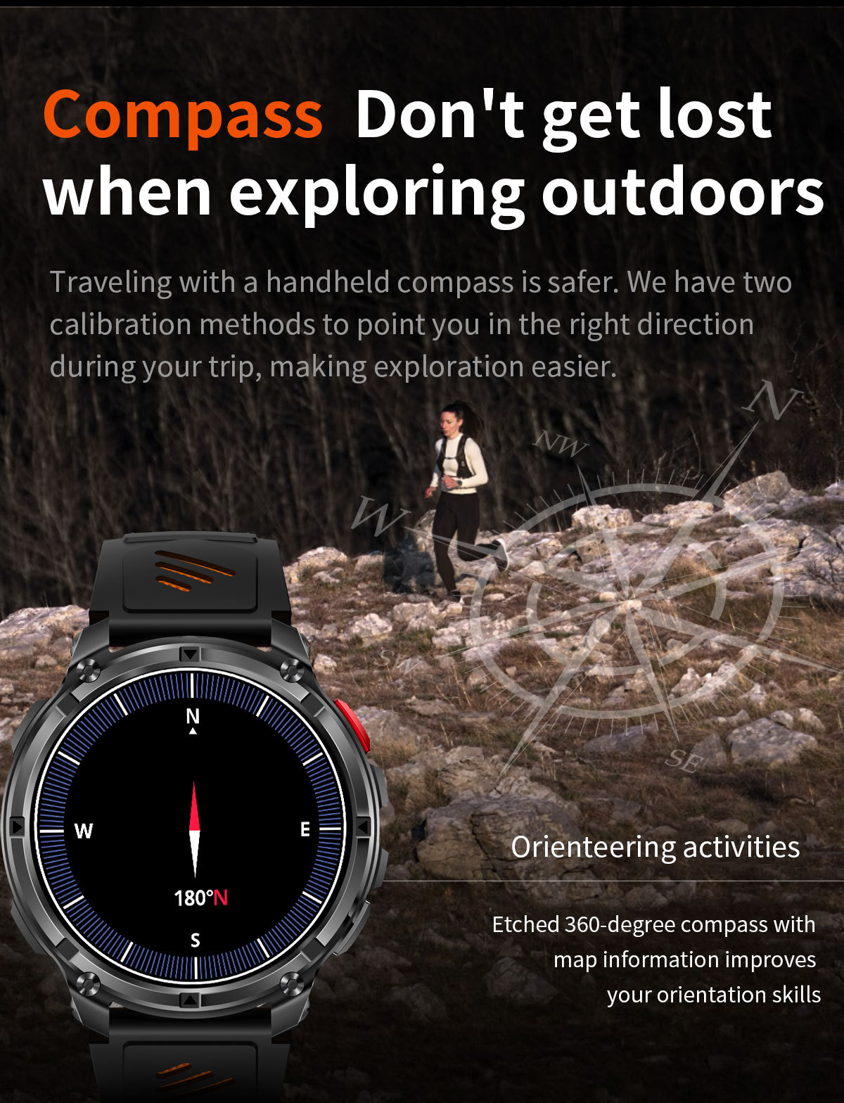 Smartwatch For Outdoor Sports With Calling Compass And Flashlight_voghion.com