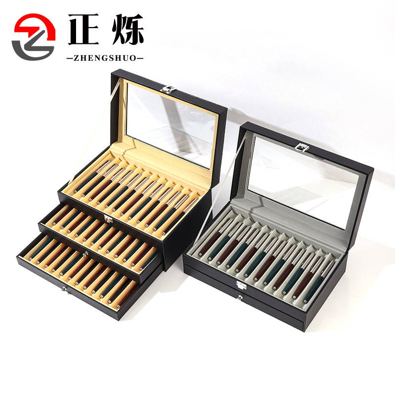 Spot Pen Box 12 24 36 Leather Pen Display Box Large Capacity Stationery Box Pen Storage Box Wholesale Spot Pen Box 12 24 36 Leather Pen Display Box Large Capacity Stationery Box Pen Storage Box Wholesale