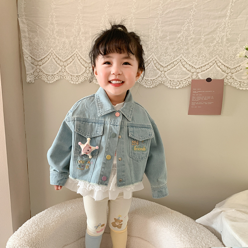 蔗梨童装女童套装2026春季新款儿童韩版牛仔开衫t恤裤子宝宝衣服