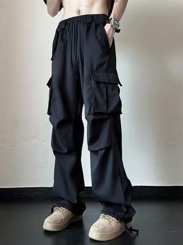 Cargo Work Pants for Youth High Street Style Men - Spring and Summer Men's Retro Work Pants