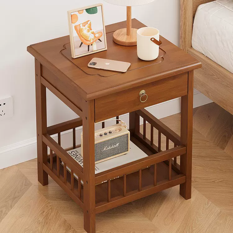 床头柜置物架简约新中式现代家用卧室小型出租屋收纳储物柜带抽屉