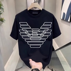 2025欧版春夏新潮流ヨーロッパ駅重ポンドゆるい高贅沢男性ファッションタカtシャツ半袖起爆金
