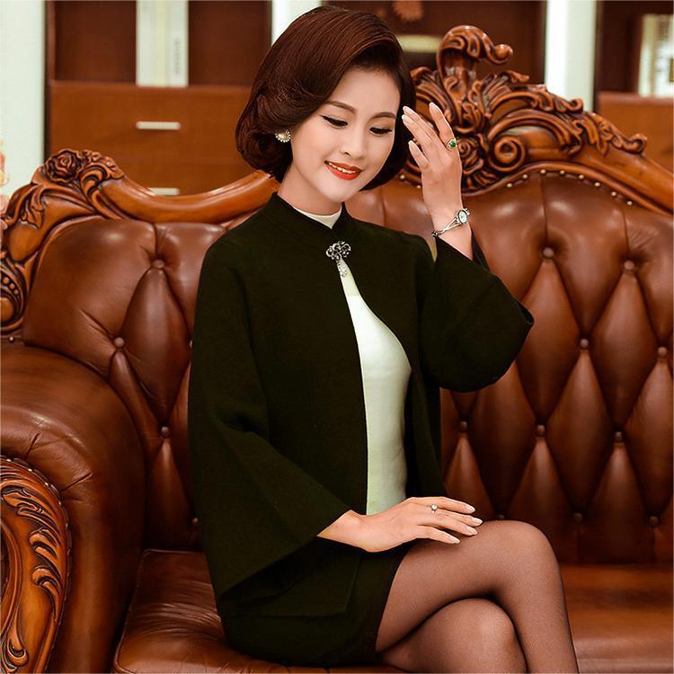 源头厂家短款毛呢妈妈衫加厚搭配旗袍女士宽松气质上衣优雅大衣