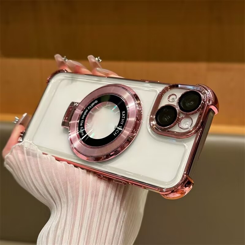 Bolsa de aire de cuatro esquinas transparente simple para iphone15 Apple 16ProMax funda para teléfono móvil 13 soporte de patrón de CD para hombres y mujeres