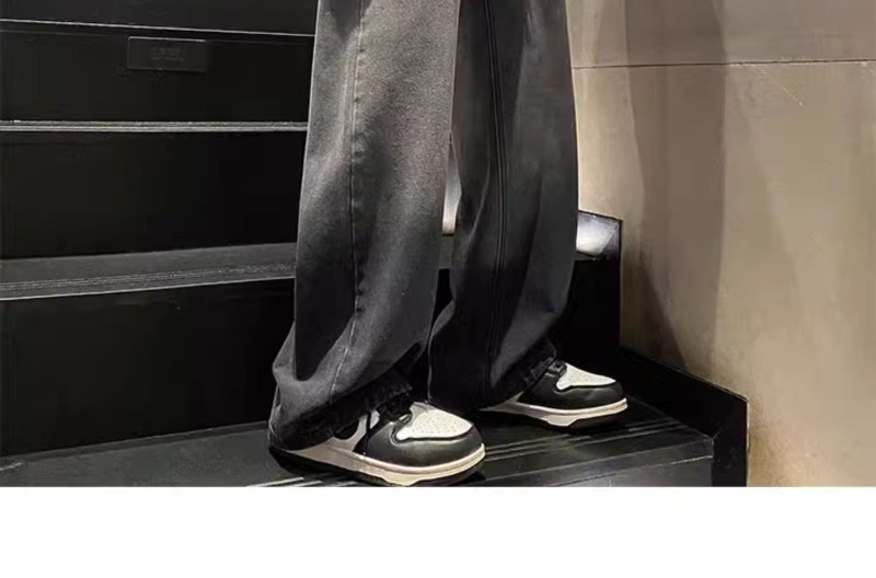 Herr jeans rak passform retro stil vida lediga byxor casual_voghion.com