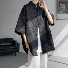 新中式男装中国风白衬衫男短袖设计感高级唐装宝宝痞帅外套
