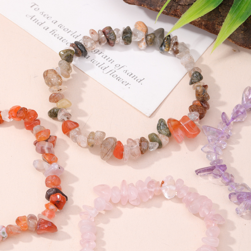Organic red purple agate crystal bracelet natural stone handmade