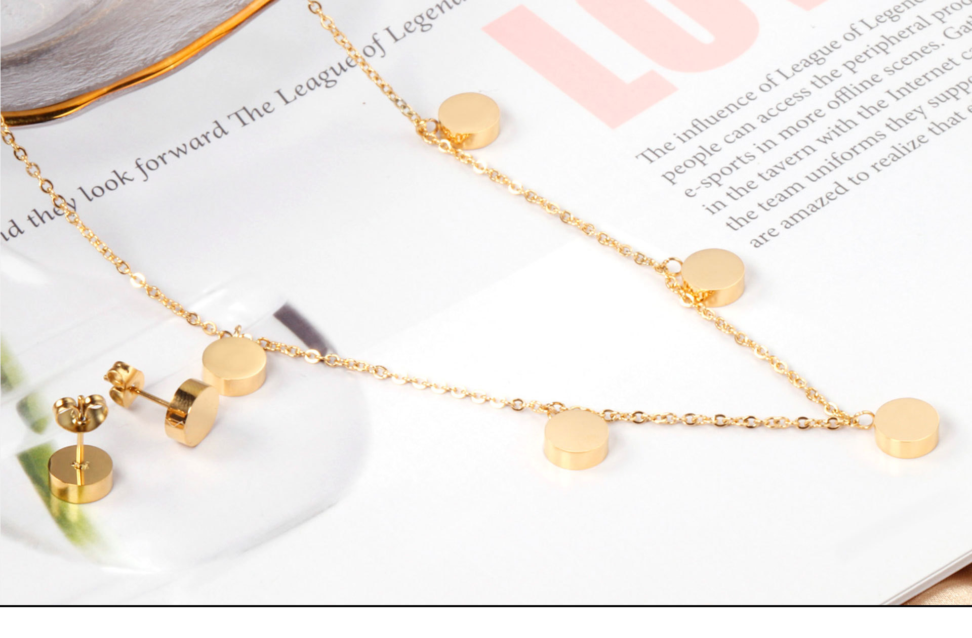 Fashion Star Moon Stainless Steel Plating Earrings Necklace 1 Set