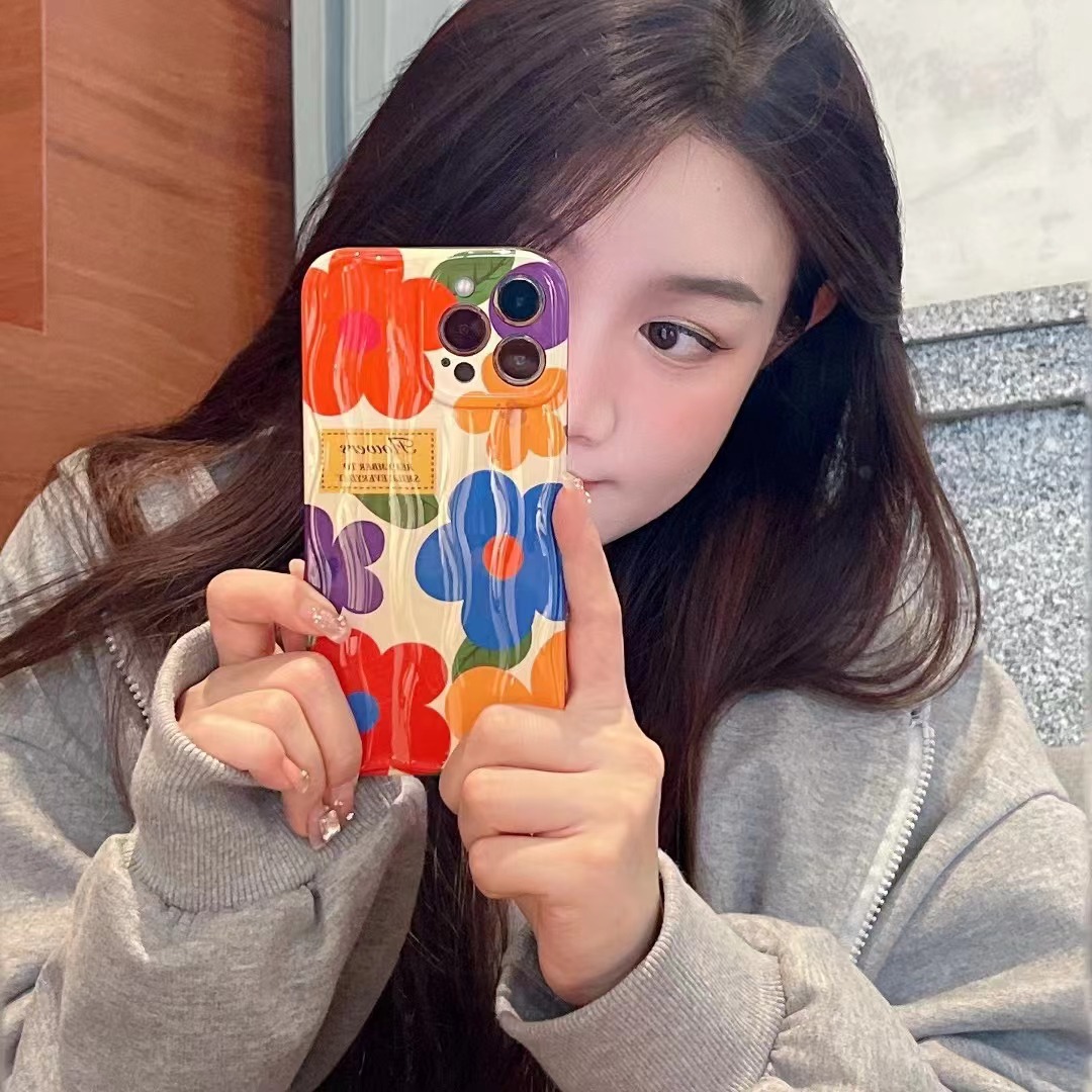 Pantalla completa flores de acuarela de color para iPhone15ProMax funda para teléfono móvil 14 Apple 13 femenino 12 suave 15 nuevo