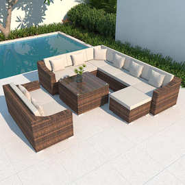 户外藤编沙发防晒防水庭院露台阳台花园藤椅组合室外露天休闲家具