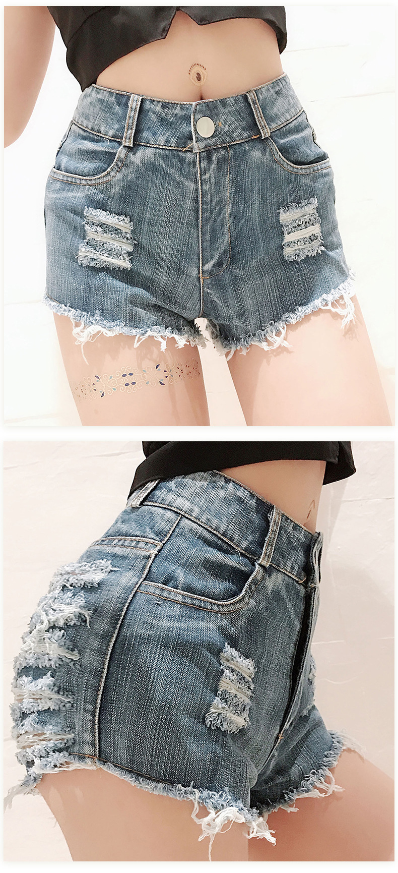 Regular Fit Fit Type Women's Street Bar Streetwear Solid Color Shorts Jeans Shorts