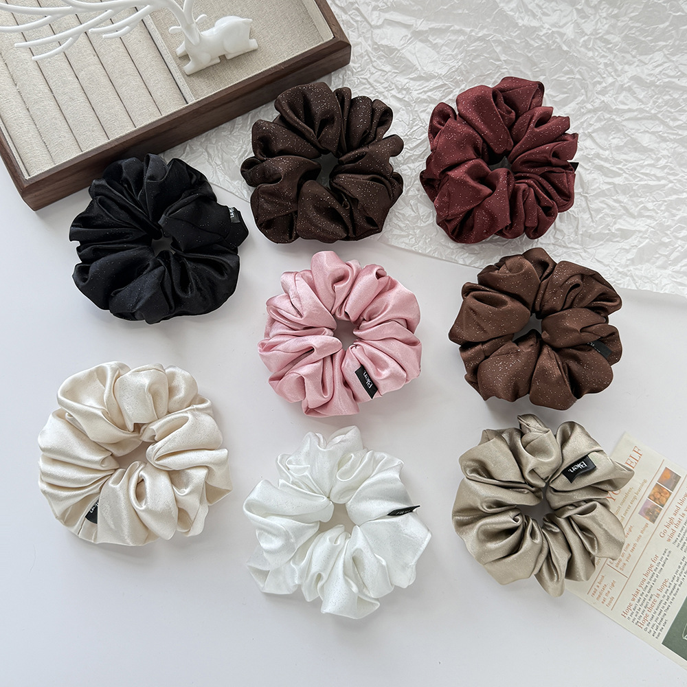 韩系缎面大肠发圈高级感气质发绳简约纯色丸子头马尾扎发圈批发