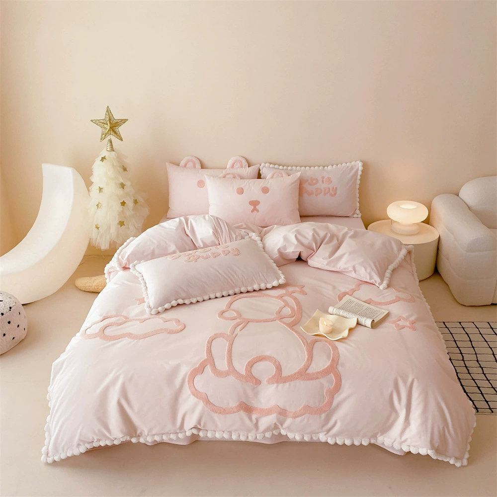 Cotton sheet, cute set, patch, duvet cover, 4 piece set, bedding