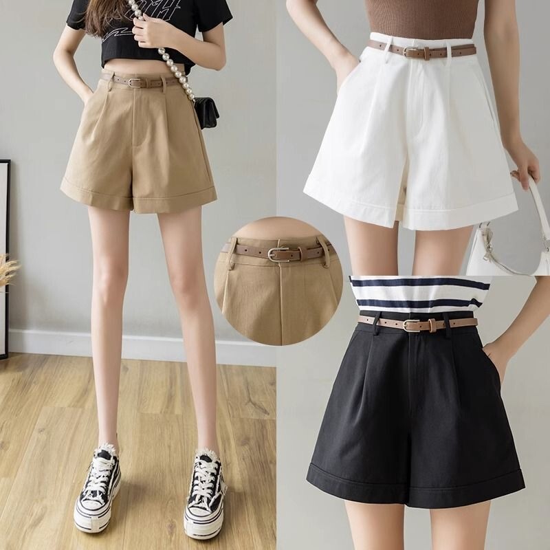 Casual Shorts for Women 2025 Spring and Summer New High-Waisted A-Line Wide-Leg Pants Casual Suit Workwear Outer Wear Belt Shorts Casual Shorts for Women 2025 Spring and Summer New High-Waisted A-Line Wide-Leg Pants Casual Suit Workwear Outer Wear Belt Shorts