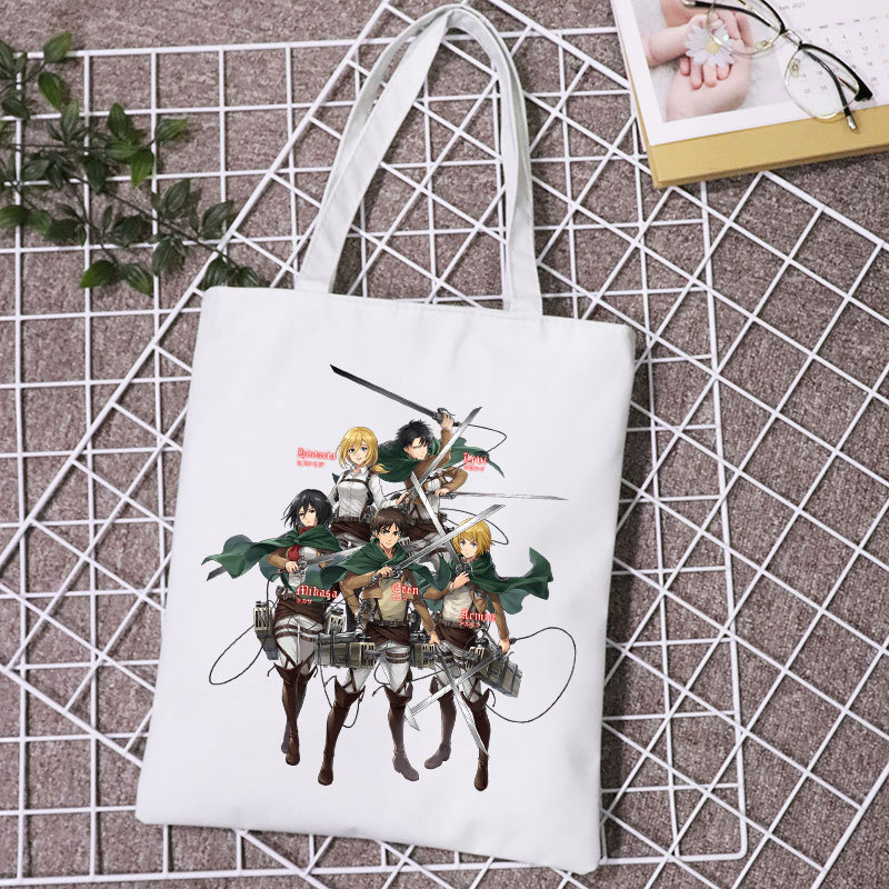 Ataque gigante en Titan perímetro bolsa de compras de lona de moda minimalista bolsas de hombro para estudiantes para hombres y mujeres